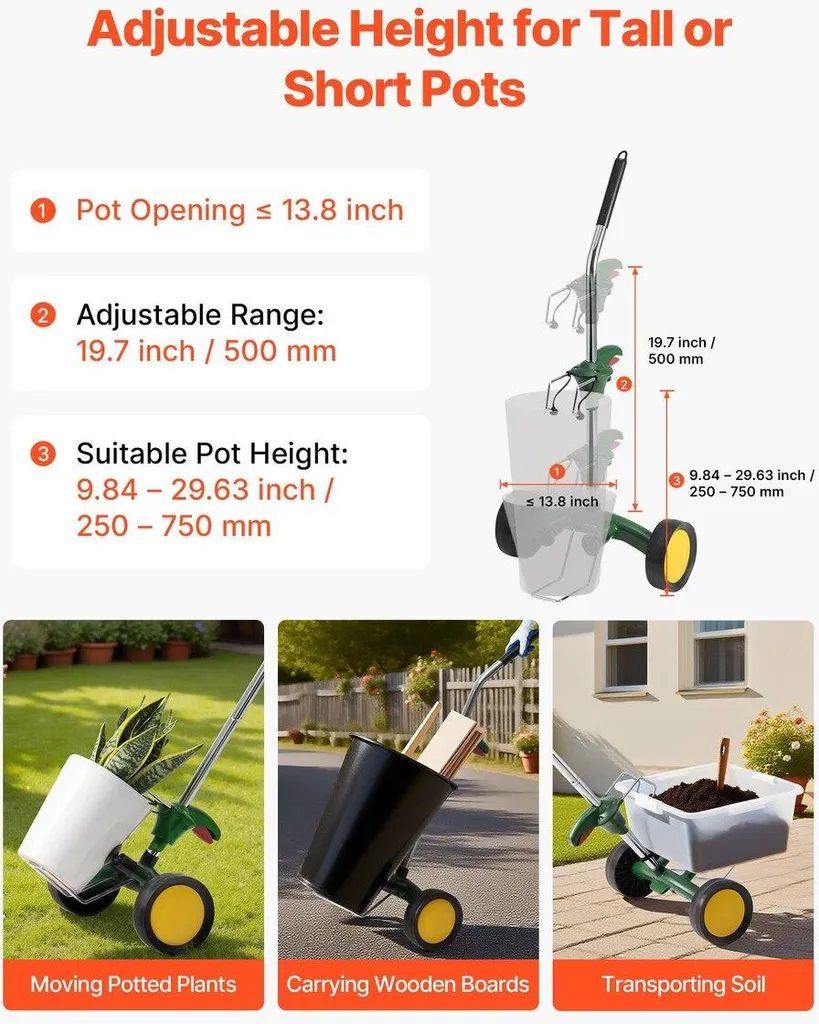 Chariot de transport pour plantes avec bras réglable et robuste - 5