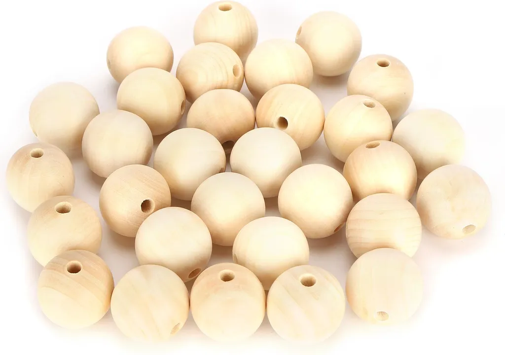 Perles Rondes en Bois 40 mm pour Macramé et Création de Suspensions Murales
