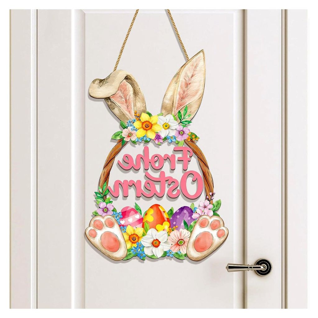 Osterkranz für die Tür, Türdeko mit Osterhasen und Frühlingsmotiven