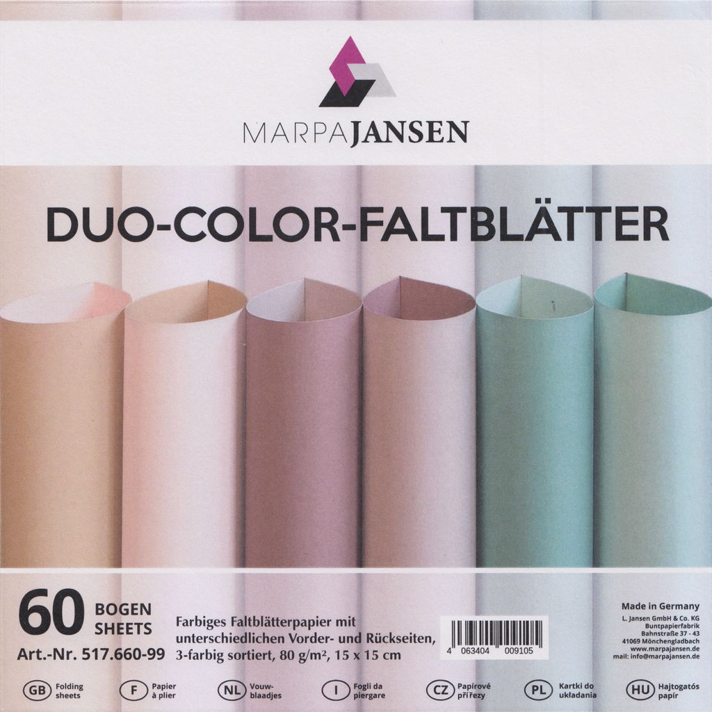 MarpaJansen Faltblätter Duo Color Pudertöne 15x15 cm 80 g/qm Origami Papier