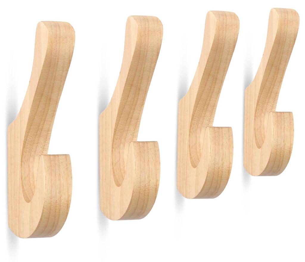 4-teiliges Set aus einzelnen Holzgarderobenhaken, multifunktionale Vintage-Wandhaken, Handtuchhaken, Kleiderschrankhaken für Schlafzimmer, Wohnzim...