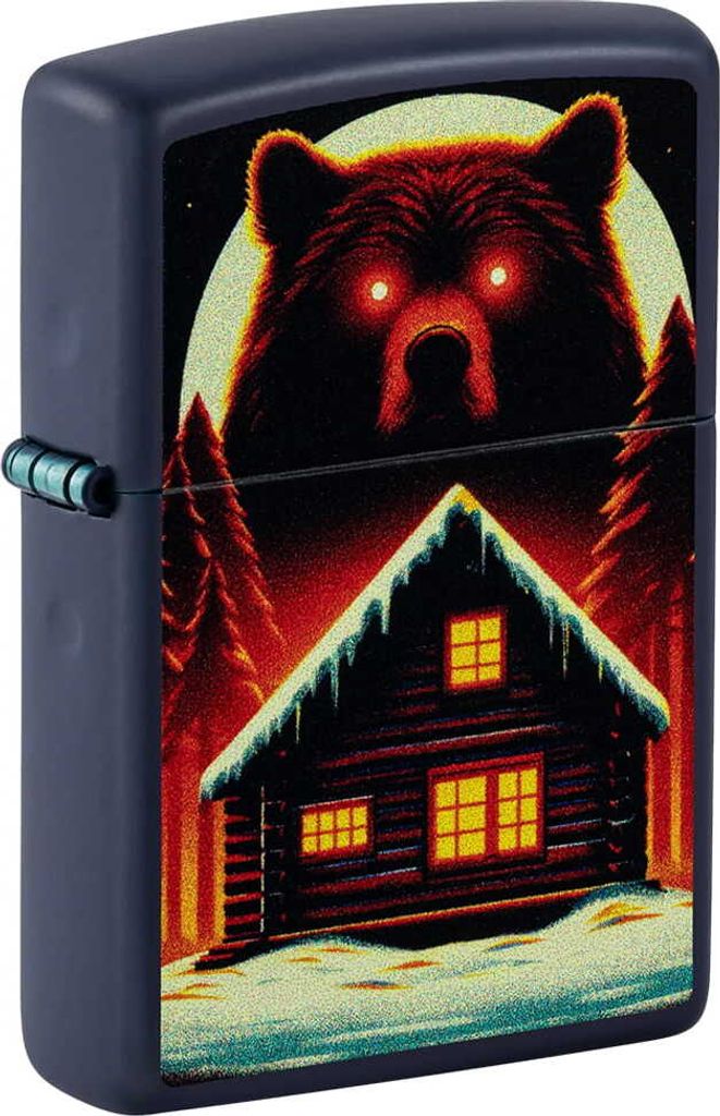 Zippo Benzin-Feuerzeug Navy Blue, Bear and Cabin 60007363, unbefüllt