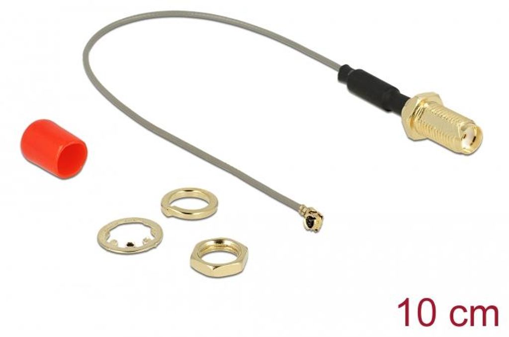 Antennenkabel SMA (Buchse zum Einbau) > MHF (Stecker) (grau/gold, 10cm)