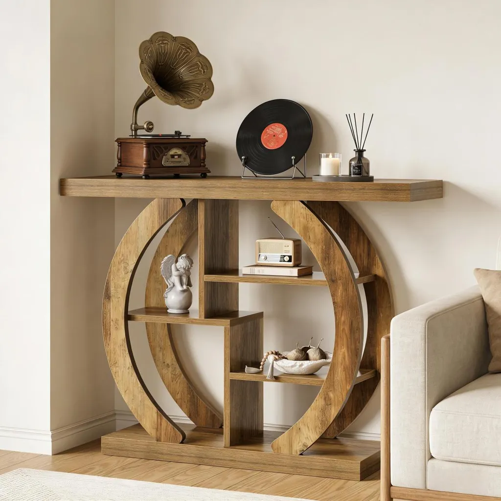 Table d'entrée décorative de style console rustique, pieds en bois massif
