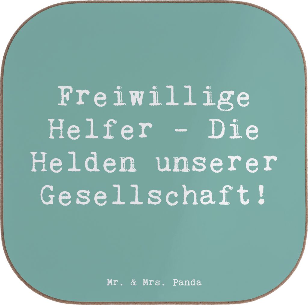 Mr. & Mrs. Panda Tischuntersetzer Spruch Freiwilliger Held - Meeresbrise - Geschenk, Anerkennung, Danke sagen, Holzuntersetzer, Untersetzer für Gl...