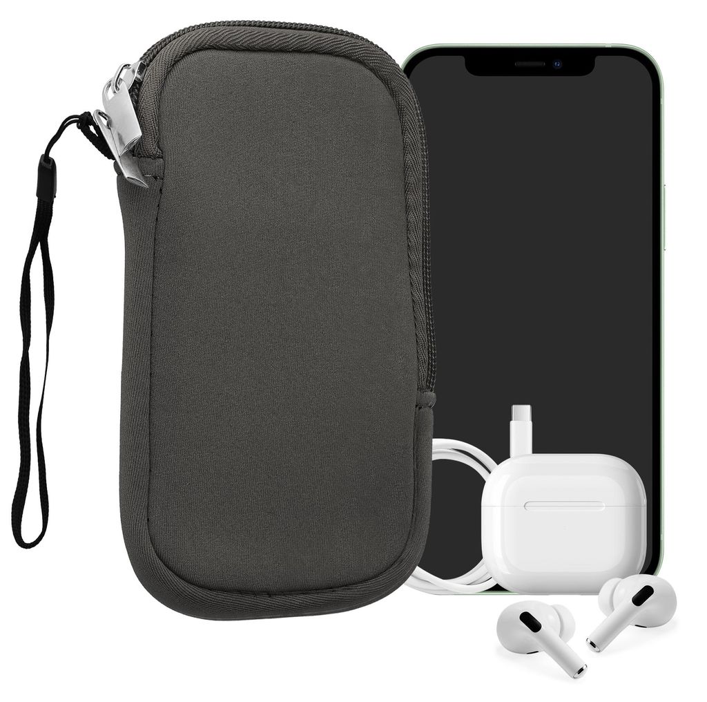 kwmobile Neopren Handytasche für Smartphones M - 5,5" - Handy Tasche mit Reißverschluss - Handyhülle universal Stone Dust