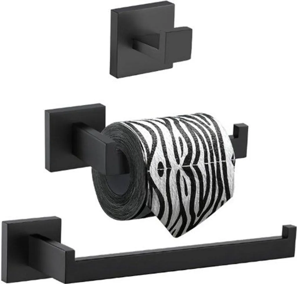 Accessoire salle de bain noir mat inox 3 pièces : stop à la rouille