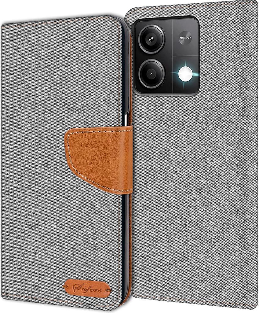 A flip case for a smartphone, shown open.