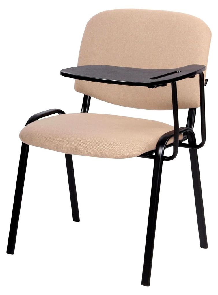 Stuhl Ken mit Klapptisch I Konferenzstuhl mit Stoffbezug I Stabiler Polsterstuhl, Farbe: Creme