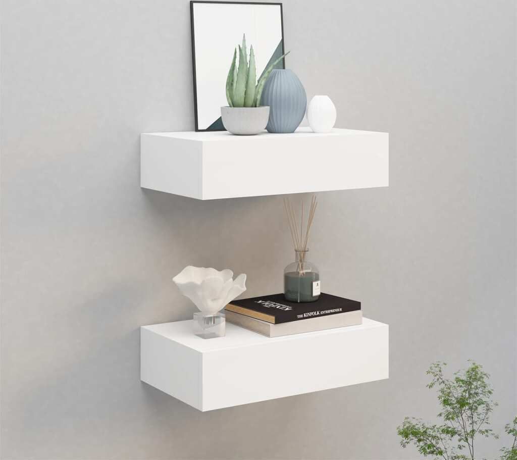 vidaXL Mensole per cassetti a muro 2 pz. Bianco 40x23,5x10 Immagine del prodotto 