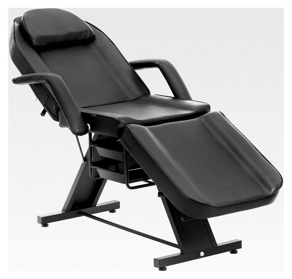 Kosmetikliege 180 x 58 x 68 cm 150 kg schwarz Behandlungsliege Kosmetikstuhl Therapieliege Tattooliege