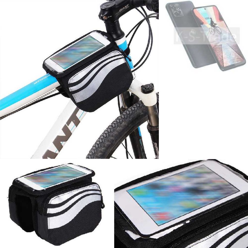 K-S-Trade Rahmentasche Fahrrad-Halterung kompatibel mit Motorola Moto G Power 5G Rahmenhalterung Fahrrad Handyhalterung Fahrradtasche Handy Smartphone