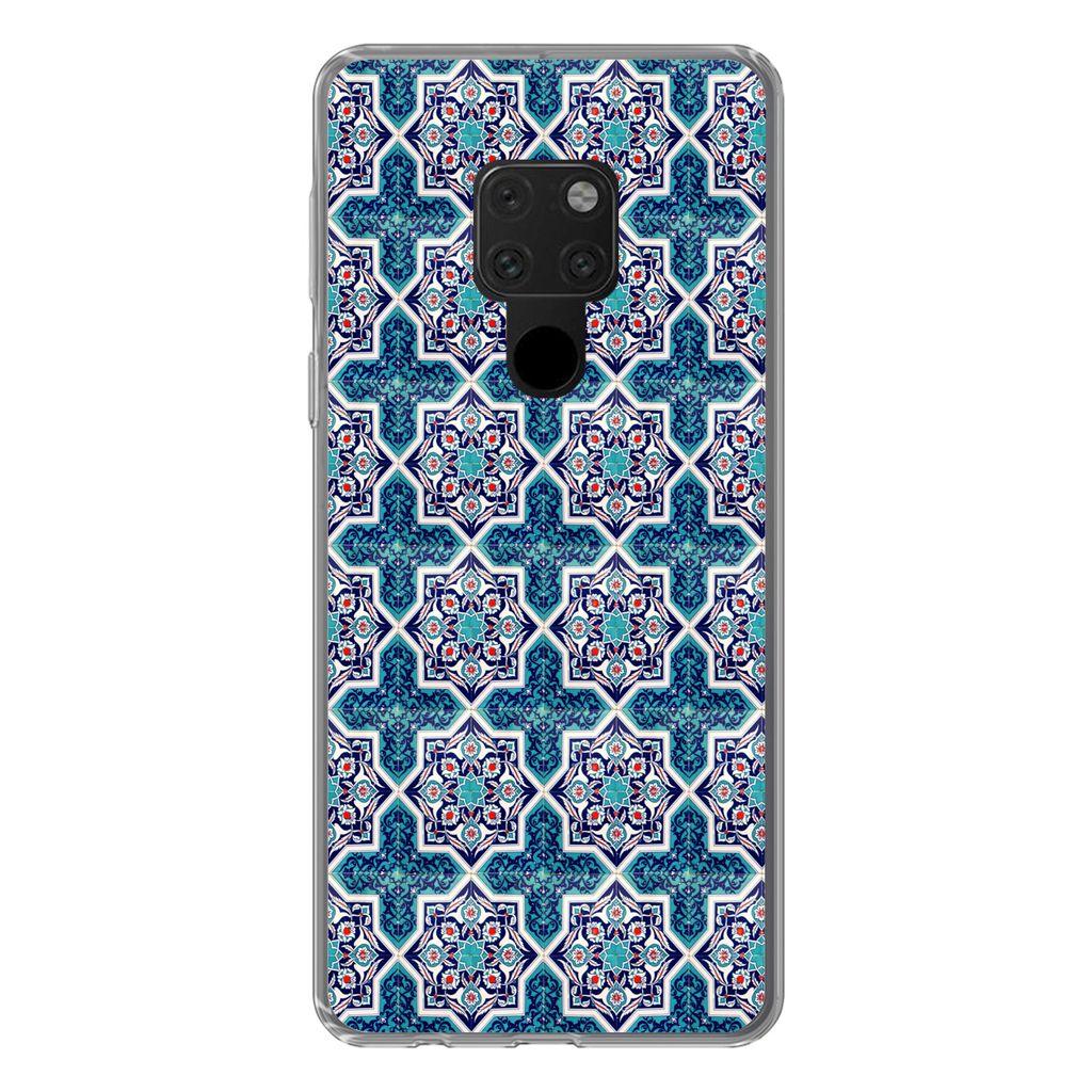 MuchoWow Handyhülle Schutzhülle Hülle für Huawei P40 Lite Ein marokkanisches Mosaikfliesenmuster, bei dem hauptsächlich die Farbe Blau verwe...