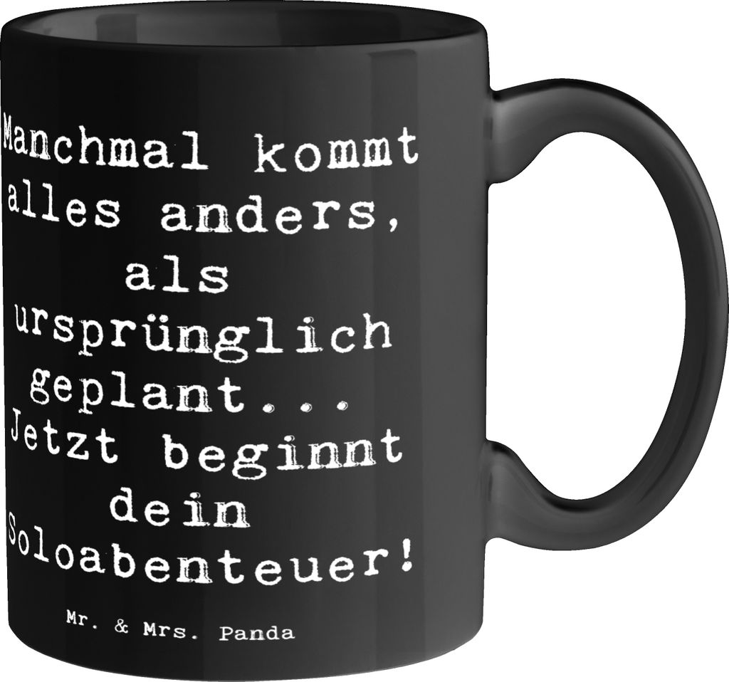 Mr. & Mrs. Panda Pott Spruch Scheidung Soloabenteuer - Schwarz - Geschenk, Kaffeebecher, Hochzeit, Tasse, Teepott, Neuanfang, Lebensweg, Kaffeepott...