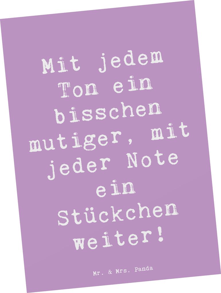 Mr. & Mrs. Panda Postkarte Spruch Ein neues Musikinstrument lernen - Lavendeltraum - Geschenk, Vertrauem, musikalisches Abenteuer, Postkarten, bild...