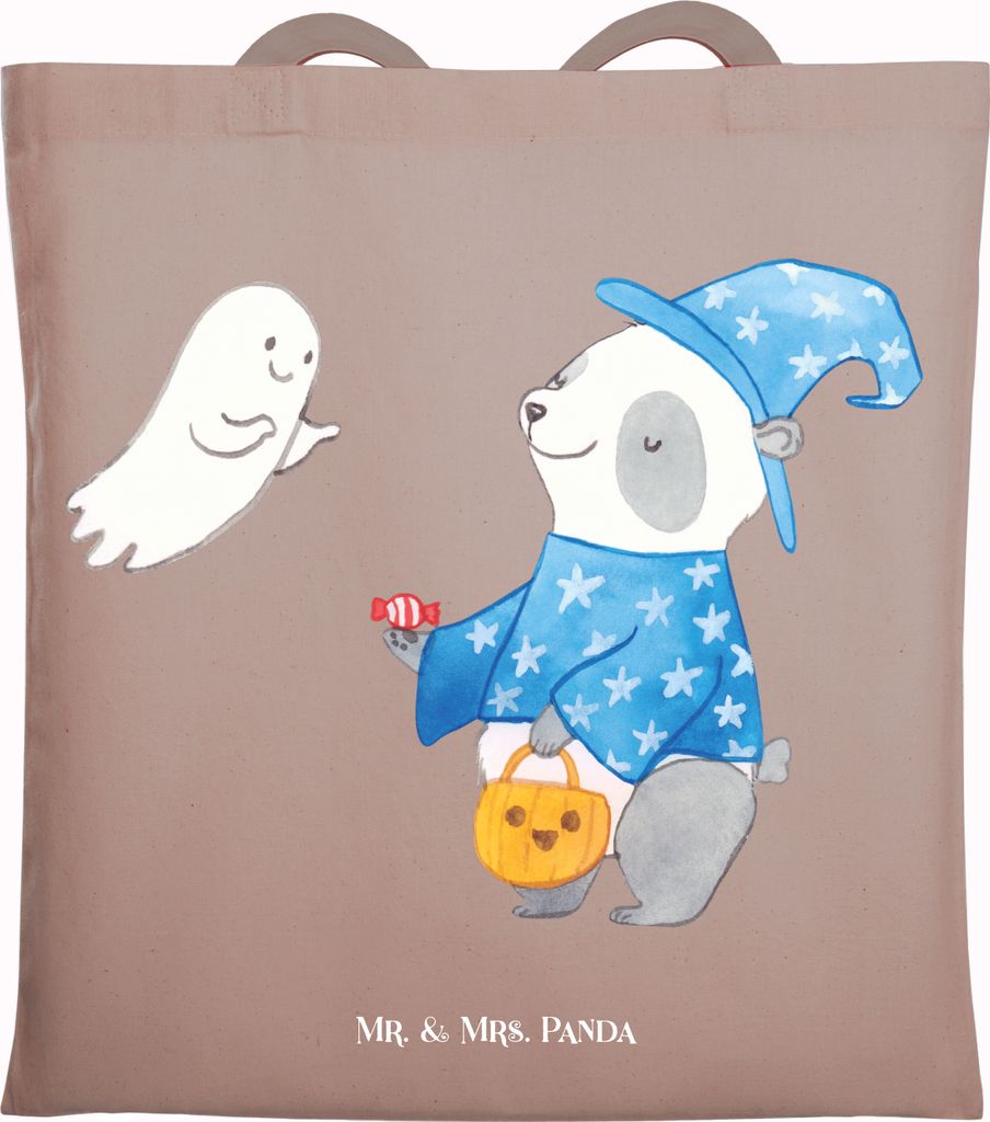 Mr. & Mrs. Panda Uni Tasche Panda Zauberer - Braun Pastell - Geschenk, Halloween Deko, Baumwollbeutel, Laptoptasche, Trick Or Treat, Gespenst, eink...