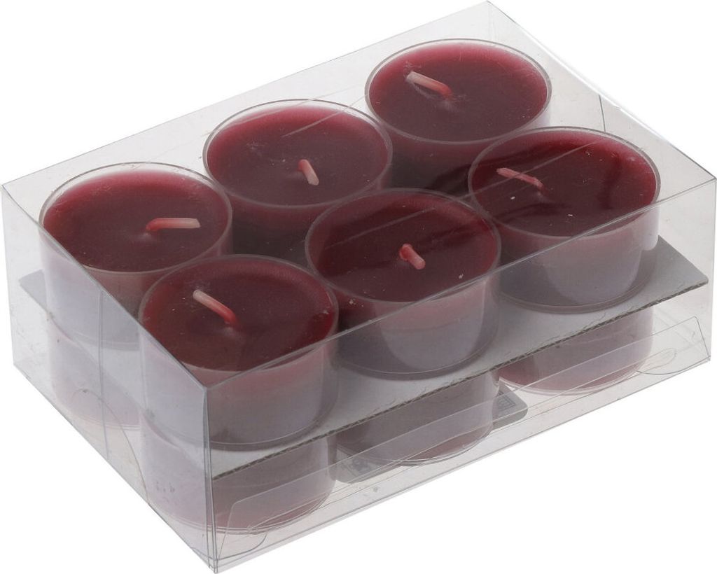 Teelichter in Kunststoffhülle Altrot 18/38mm, 12er-Pack Produktbild 