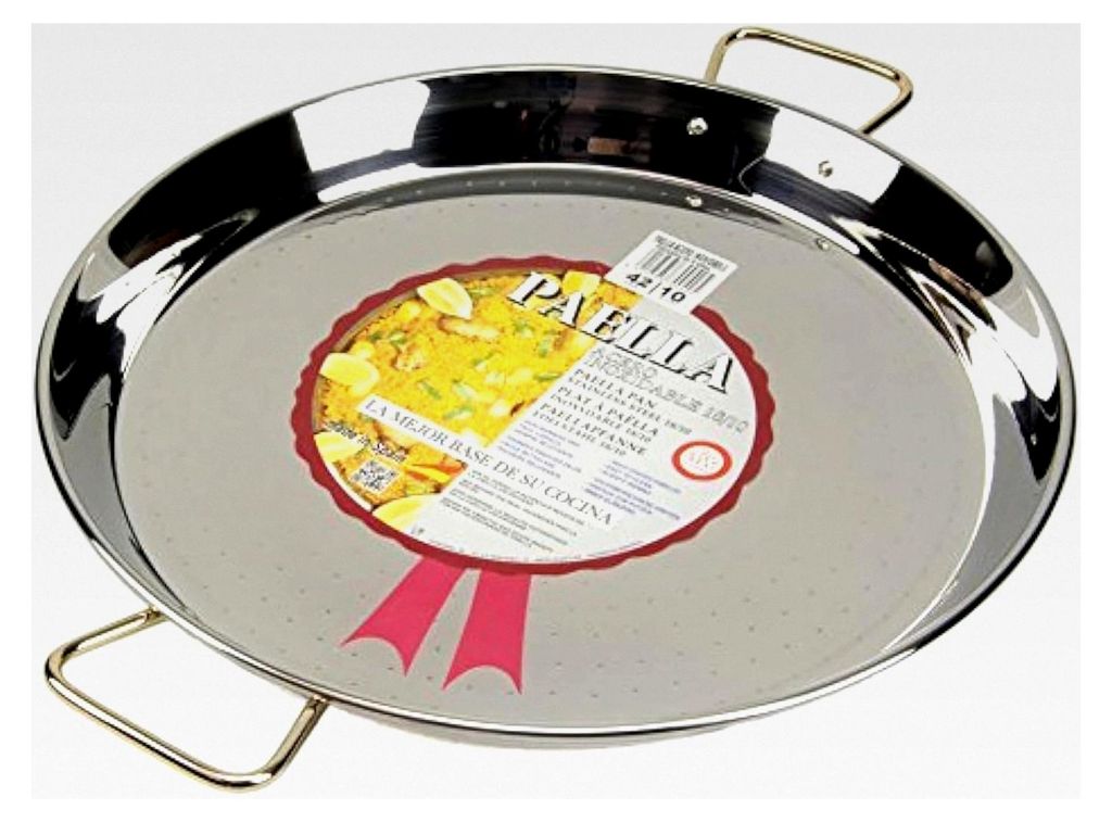 Paella-Pfanne aus Edelstahl, silberfarben, 42 cm, 1 Stück