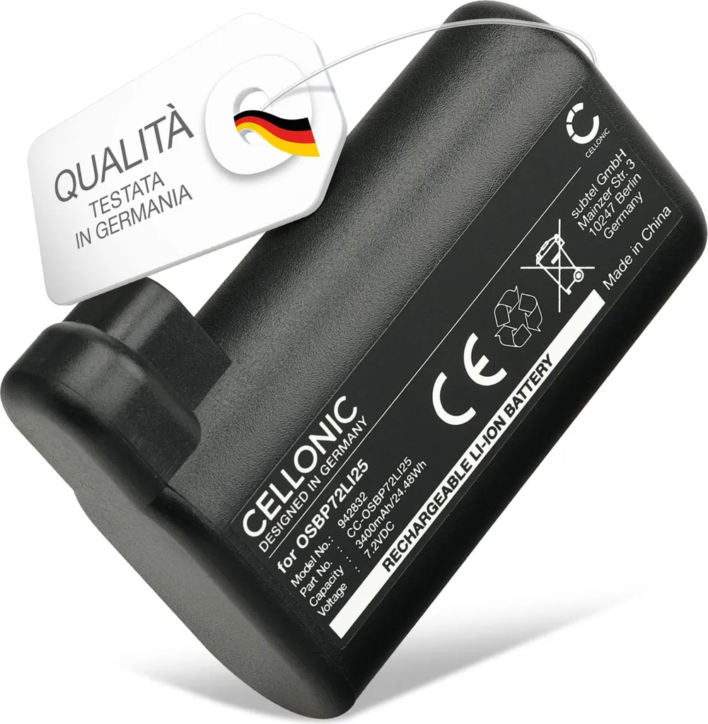 Sostituzione Batteria OSBP72LI25 per Electrolux PI92 7.2V 3.4Ah
