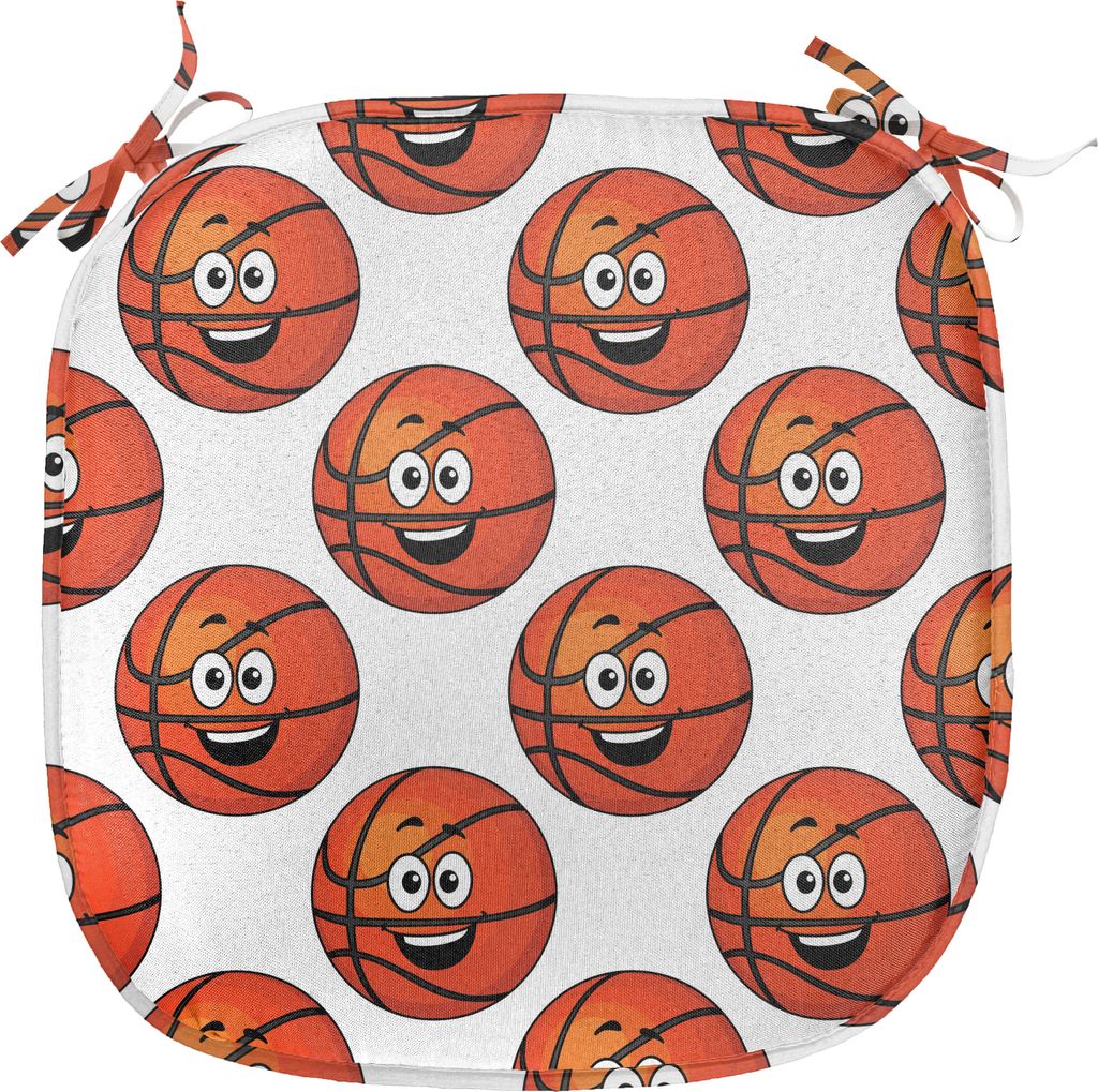 ABAKUHAUS Basketball Polster für Esszimmerstühle, Glücklicher Emoticon Balls, Dekoratives wasserfestes Kissen mit Riemen für Küchensitze, 40 c...