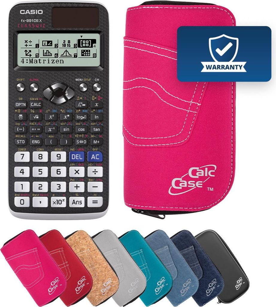 Casio FX-991 DE X Taschenrechner mit Schutztasche pink