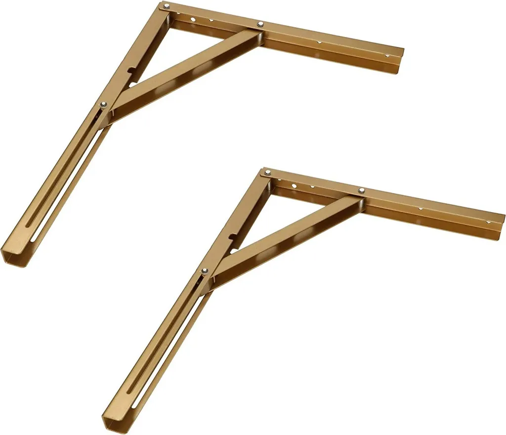 Support d'angle mural pliable 400x300mm or pour étagère charge lourde