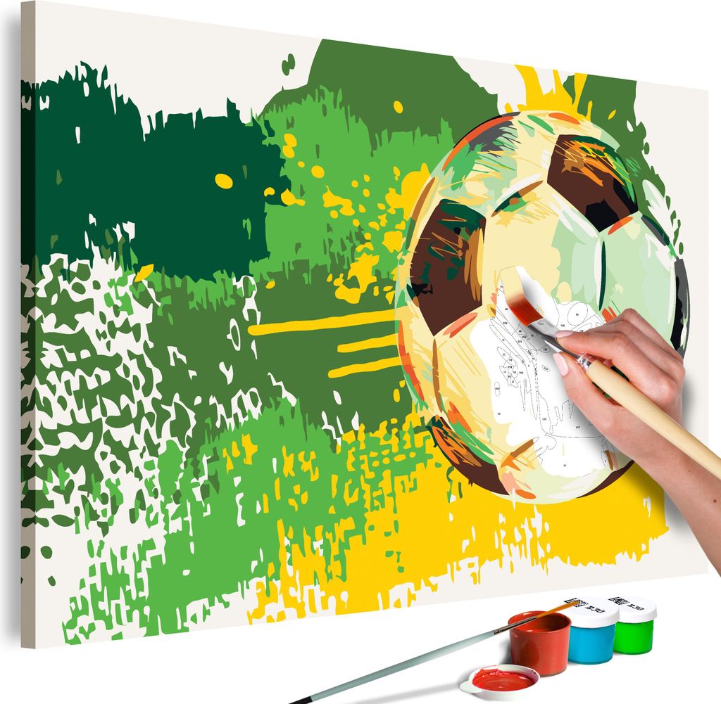 Malen nach Zahlen Fußball Sport 50x40 cm Malset mit Holzrahmen auf Leinwand für Erwachsene Kinder Gemälde Handgemalt Kit DIY