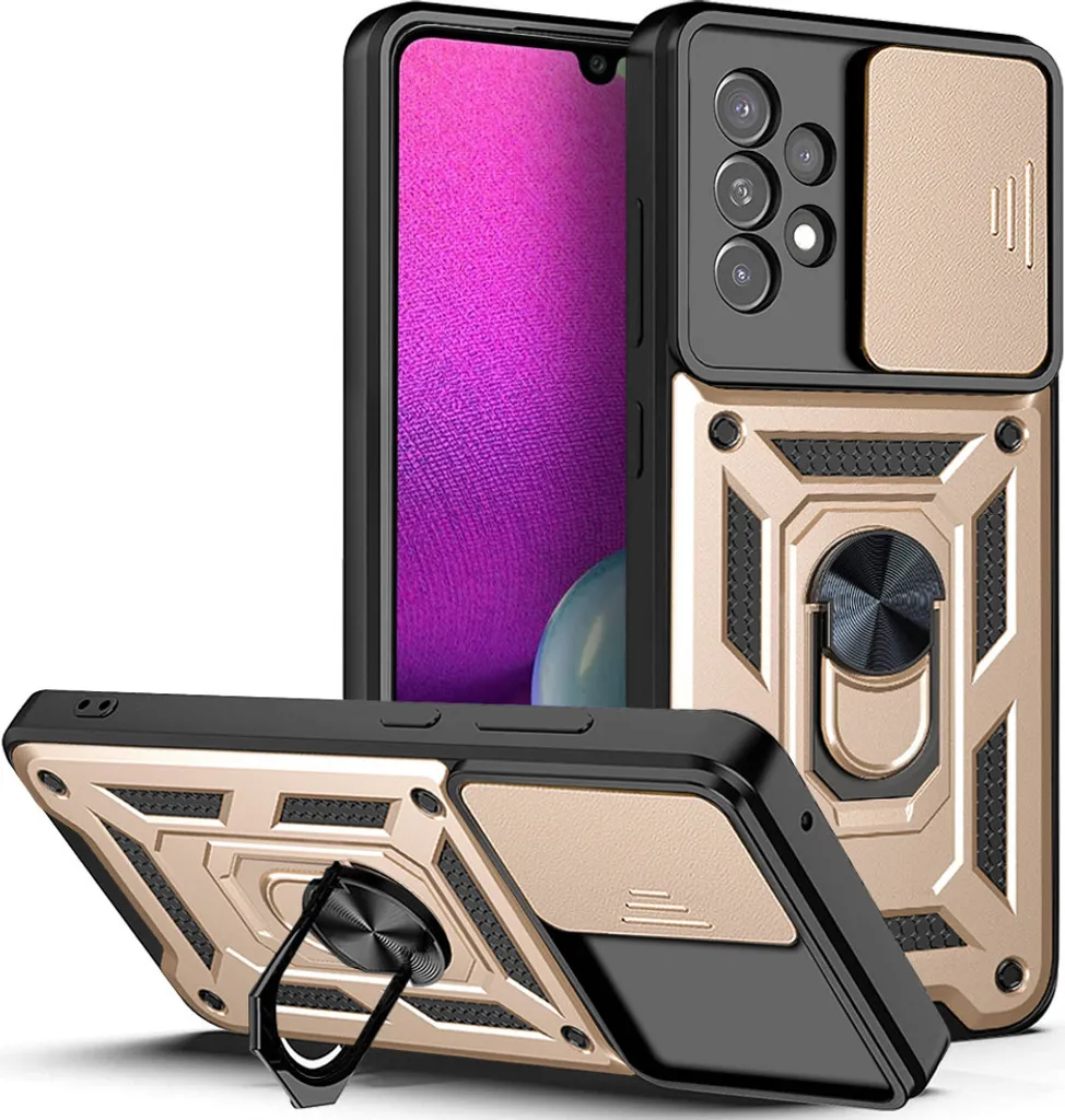 Galaxy A33 5G Custodia con anello, supporto, protezione fotocamera, paraurti in TPU, custodia in silicone per Samsung Galaxy A33 5G Oro