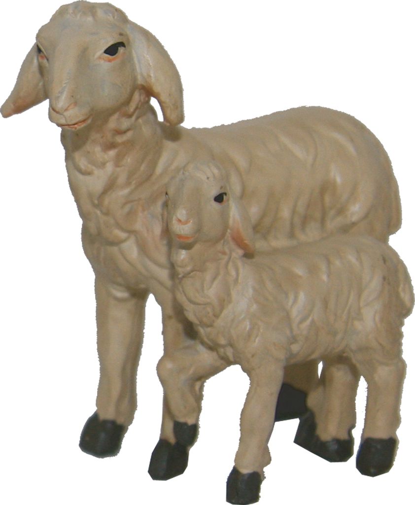 FADEDA Doppelschaf / Höhe:7 cm / handbemalt / detailgetreue Krippen Figuren - Weihnachten Tisch Dekoration Krippe Zubehör