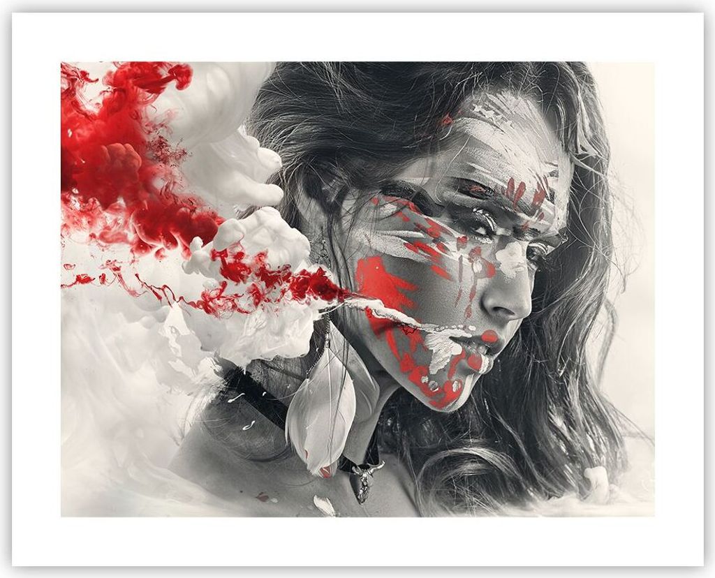 Poster - Poster ohne Rahmen - Frau Gesicht Kunst - 50x40 cm - Wand Bild - Wanddeko - Wandbilder - Kunstposter - Wandposter - Bilder - Kunstdruck - ...