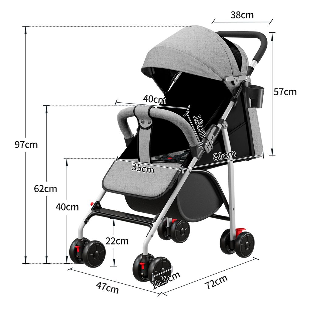 2 in 1 Kinderwagen Reisebuggy Baby Buggy klein Produktbild 7