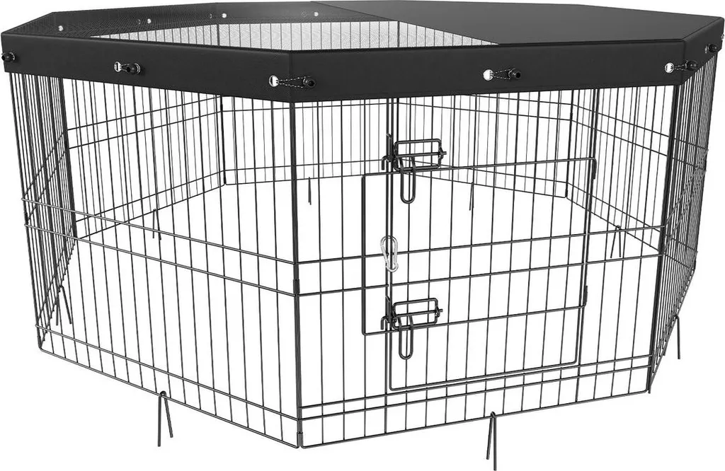 Recinto Cani Pieghevole 8 Pannelli 61cm con Copertura | Interno Esterno