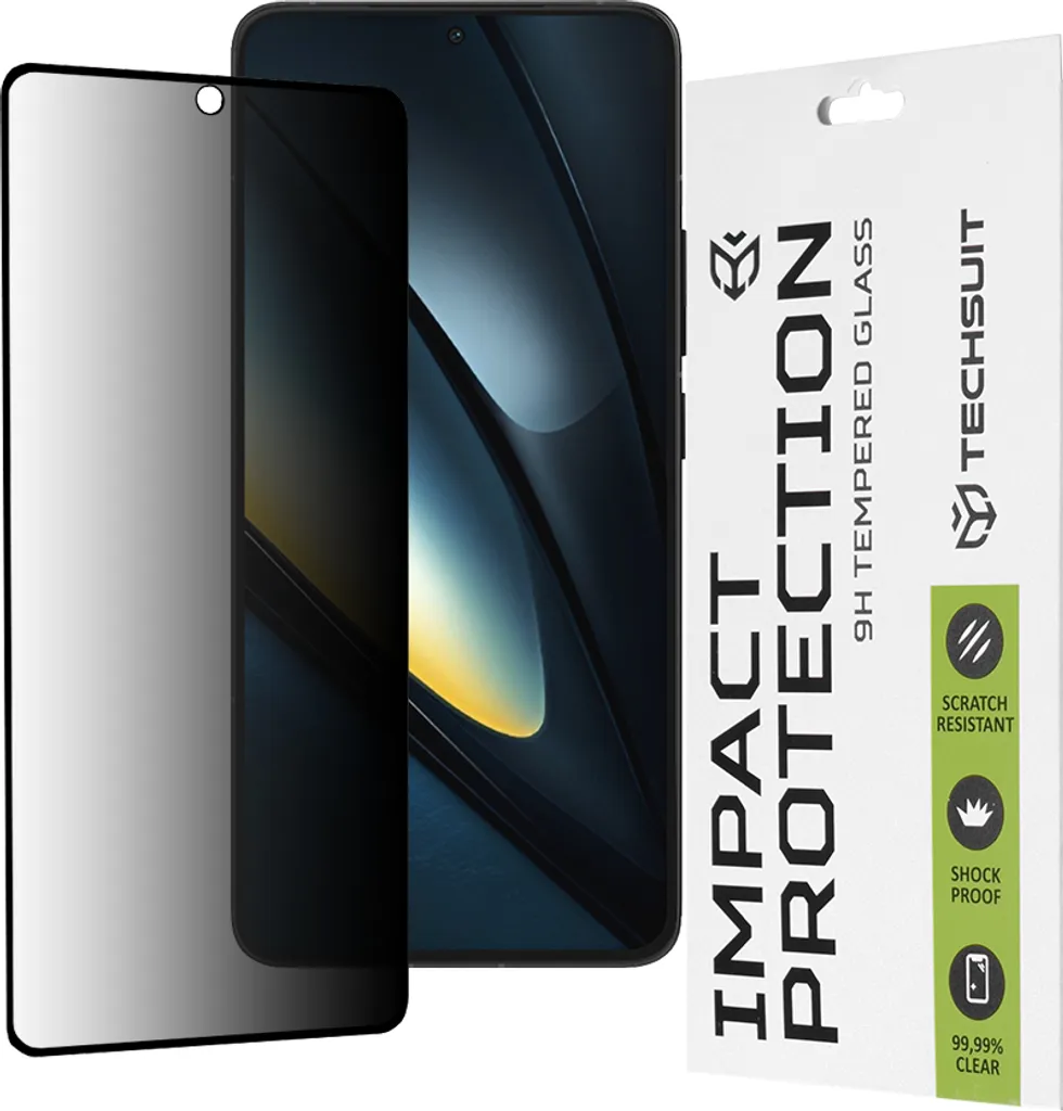 Techsuit Privacy Full Cover Protezione schermo antiurto per Xiaomi Poco F6 Pro - Nero
