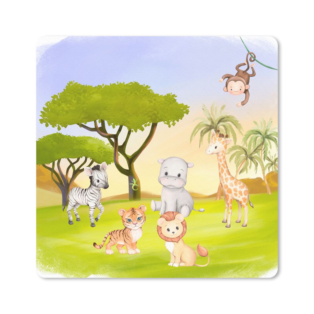 MuchoWow Mauspad Mousepad Dschungel - Tiere - Rebe 30x30 cm - Mousepads - Maus Mat - Pad - Mausunterlage - Gaming