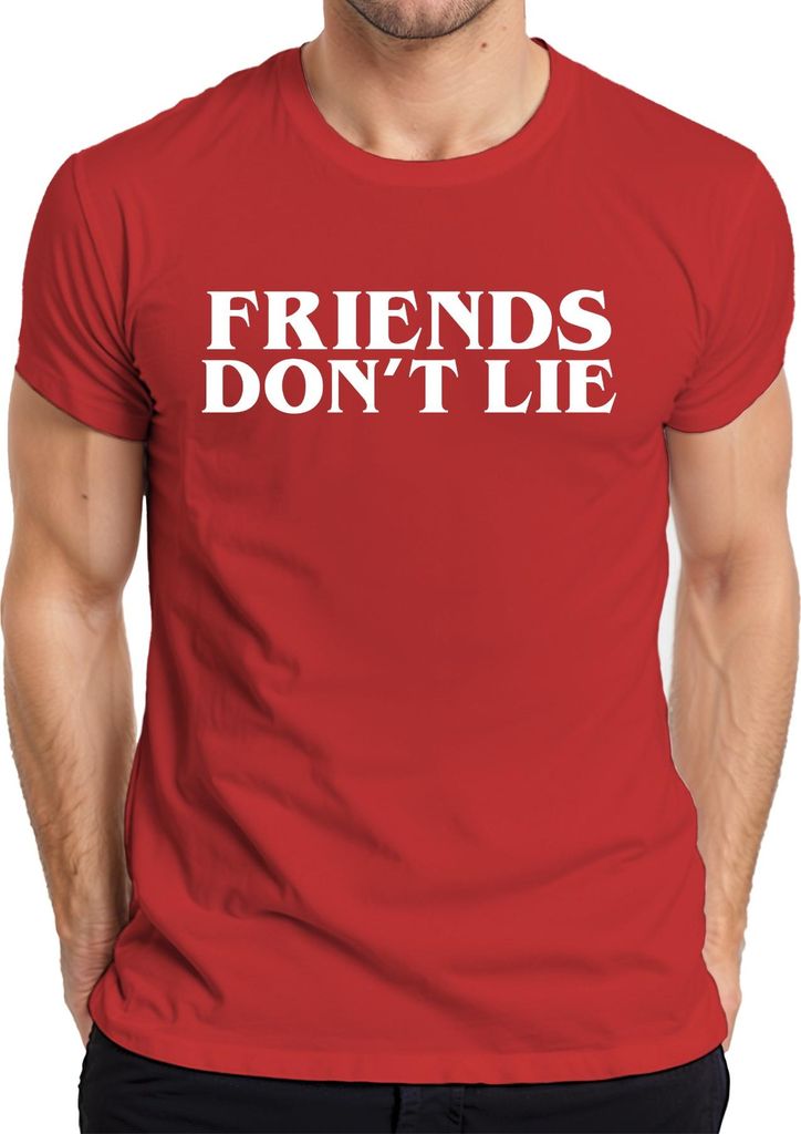 Friends Don't Lie Stranger Fan Geschenk Retro Serienfan Herren T-Shirt, Rot, S