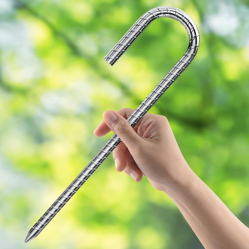 Erdanker 8 Stück - Erdanker 30 cm verzinkt - J-Haken - Zeltpflöcke - Trampolinhaken - Sicherheitszaun Zelte - Markisen - Camping - Trampolin - Bl...