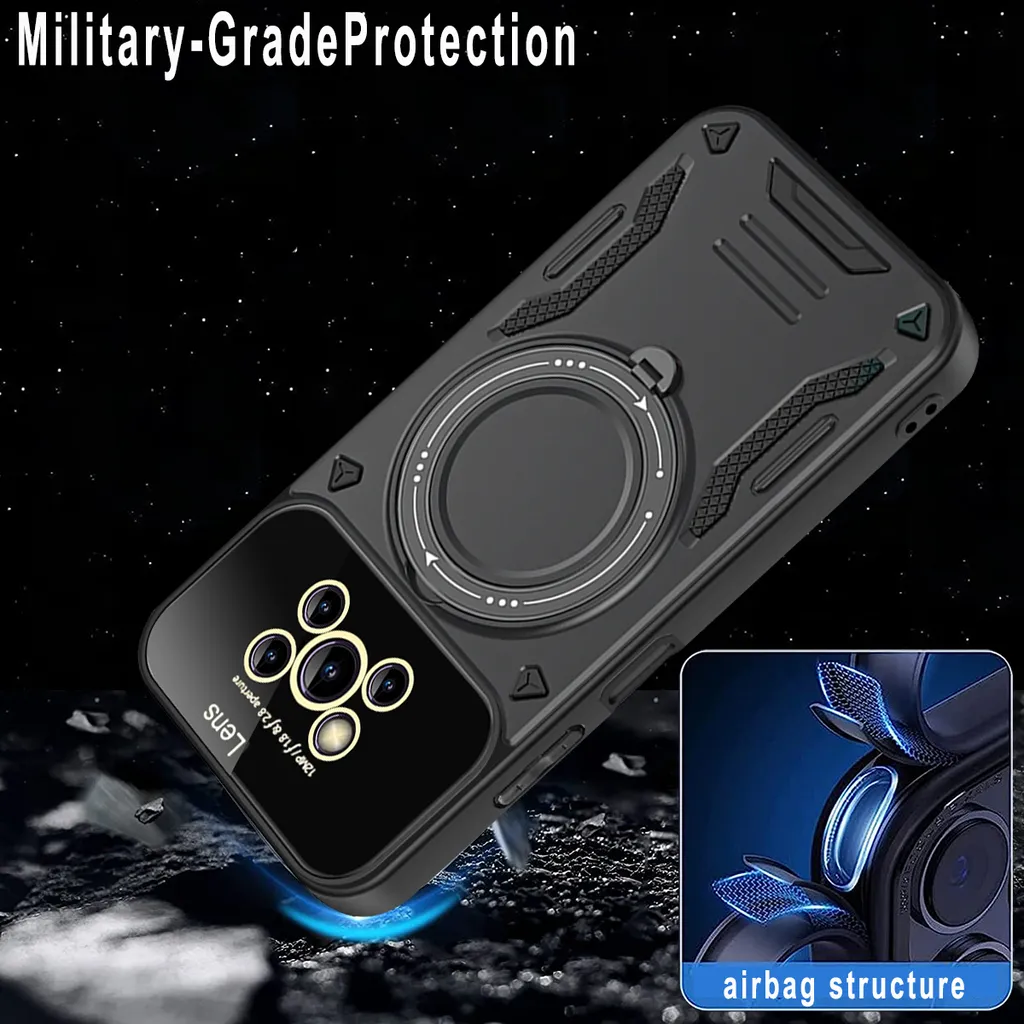 Custodia resistente per Xiaomi Poco X3 NFC / X3 Pro, custodia a due strati con supporto ad anello e supporto rosso - 6