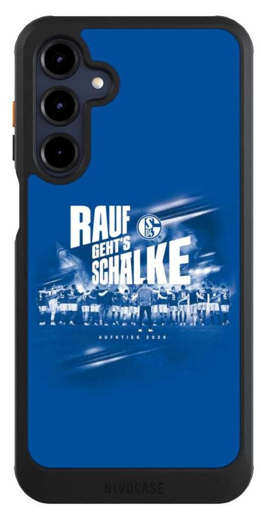 NIVOCASE Hülle für Samsung Galaxy A16 5G Handyhülle NIVOcore Case Schwarz Aufstieg FC Schalke 04 Offizielles Lizenzprodukt