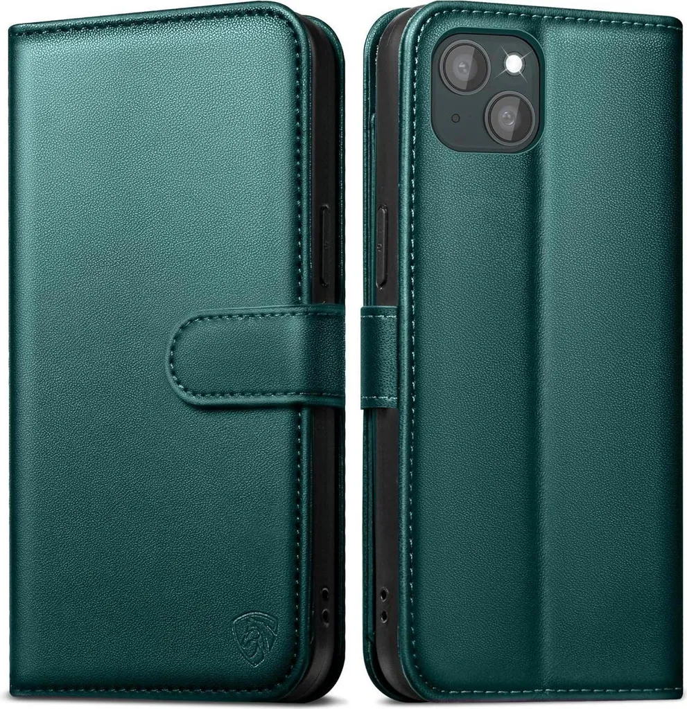 Cover iPhone 15 Antiurto Verde: RFID, Flip Case e Stand Video