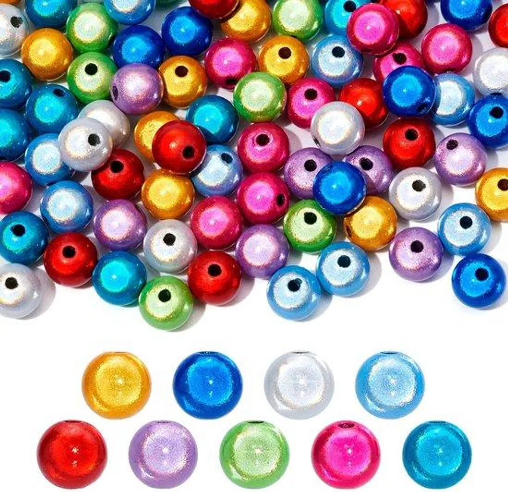 Perles 3D réfléchissantes de 12mm multicolores pour bracelet DIY