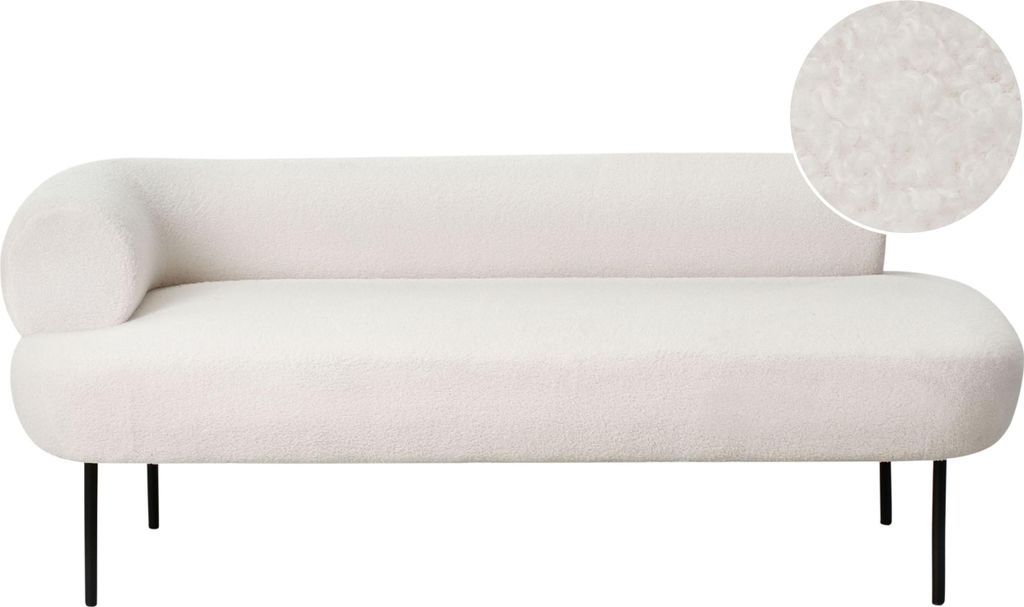 BELIANI Chaiselongue Cremeweiß Bouclé Stoff Linksseitig mit Armlehne Schwarze Metallbeine Modernes Design für Wohnzimmer Schlafzimmer Récamiere