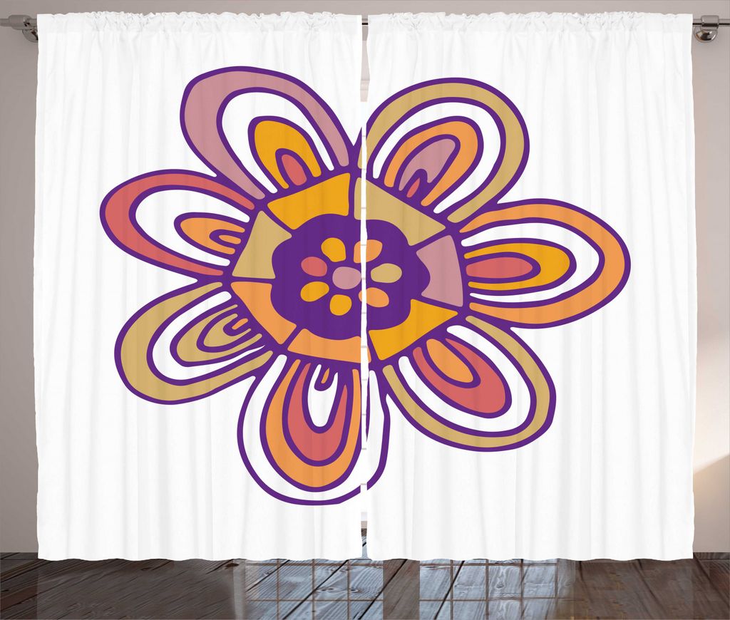 ABAKUHAUS Abstrakt Rustikaler Vorhang, Sieben Petal einsame Blume, Wohnzimmer Universalband Gardinen mit Schlaufen und Haken, 280 x 225 cm, Mehrfarbig