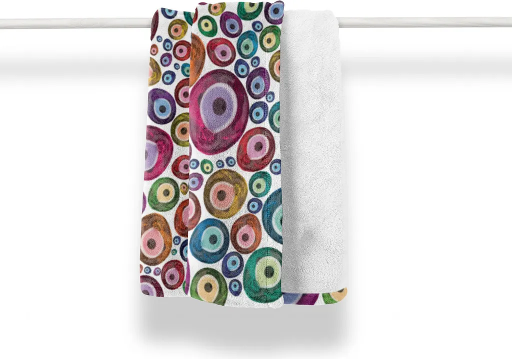 Coperta Evil Eye ABAKUHAUS 125x175cm - Plaid Etnico Protettivo in Pile