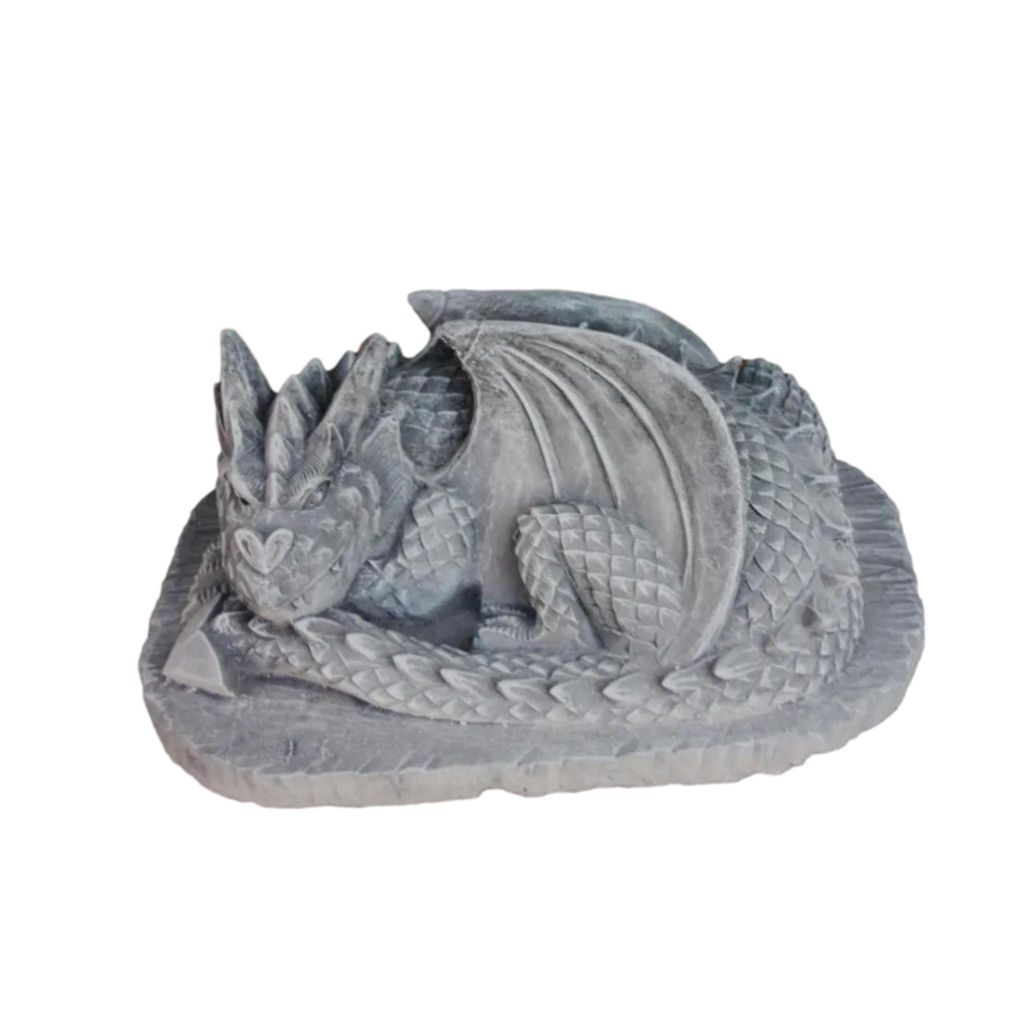 Schöner Drache liegend, aus Steinguss Neu Frostfest Witterungsbeständig, Tierfigur Steinfigur Figur zur Gartengestaltung A-LDR-030