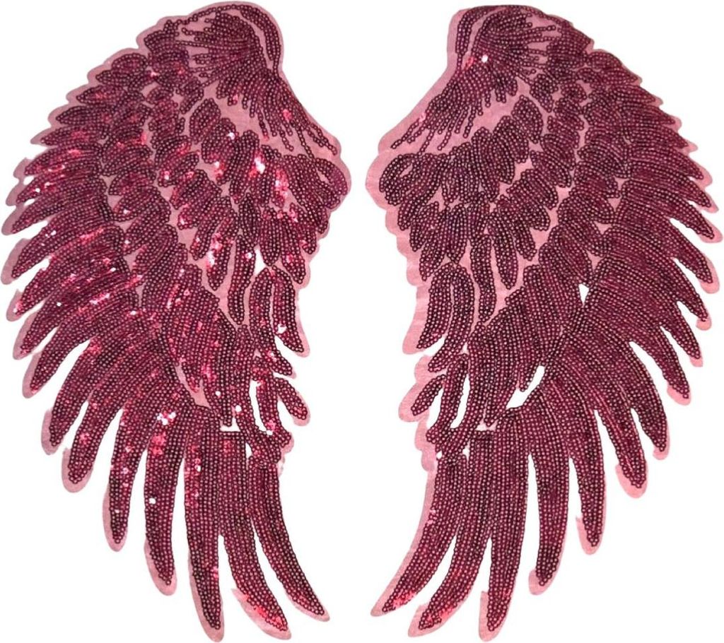 Wing Angel Paillette Wings XXL-Emblem-Patch-Set zum Aufbügeln, Rot