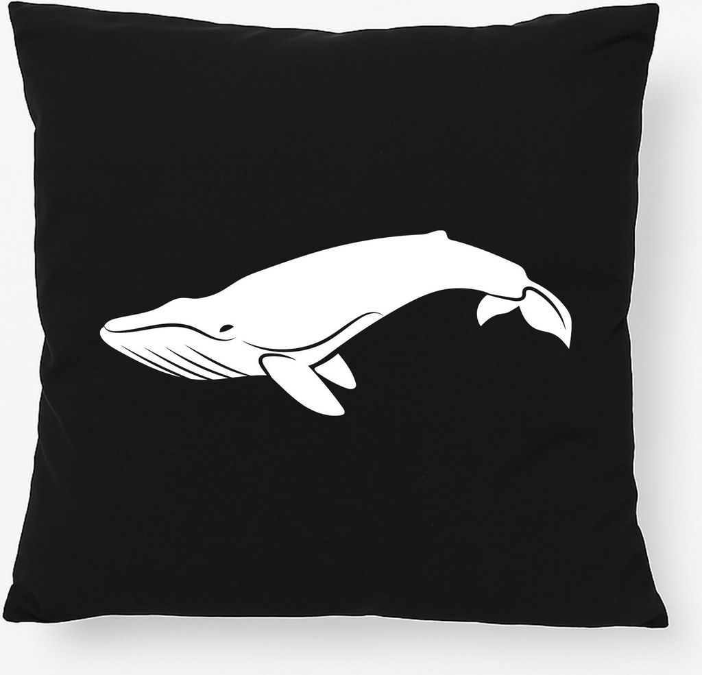 Huuraa Kissen Wal Silhouette 40x40cm mit Füllung Black Baumwolle Dekokissen Geschenkidee