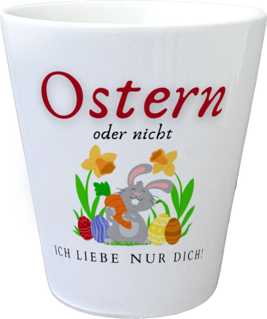 Ostern Blumentopf mit Spruch Ostern oder nicht ich Liebe nur dich