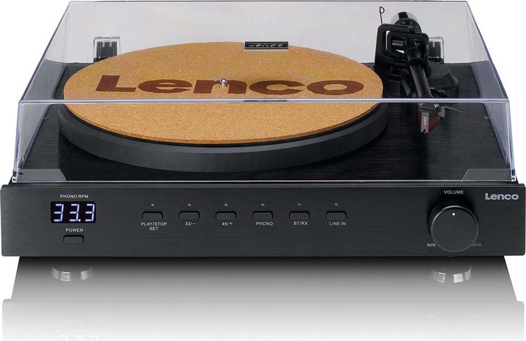 Lenco LS-700BK - High-Power HiFi-Plattenspieler mit Lautsprechern, Bluetooth und Ortofon 2M Red - Integrierter Stereo-Verstärker mit 2 x 100 Wat...
