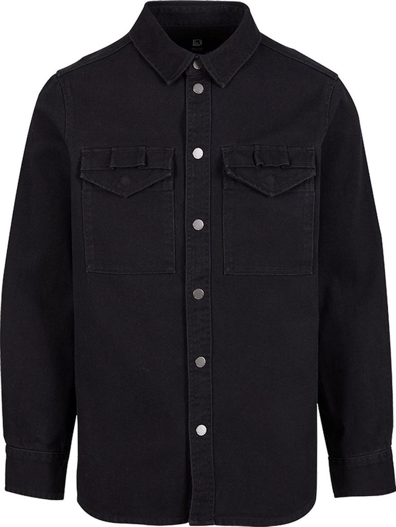 Brandit Langarmhemd Herren Heavy Twill Shirt schwarz Basics 100% Baumwolle XXL