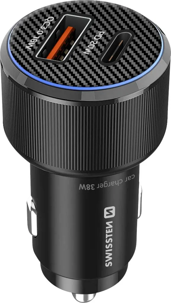 Caricatore Auto 38W Swissten Professionale USB-C PD + USB QC 3.0